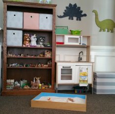 Play room with sand tray